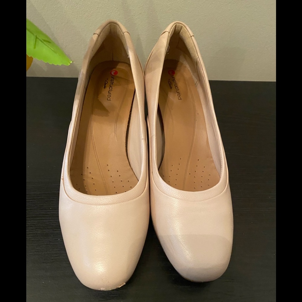 Light brown color , Clark brand shoes .